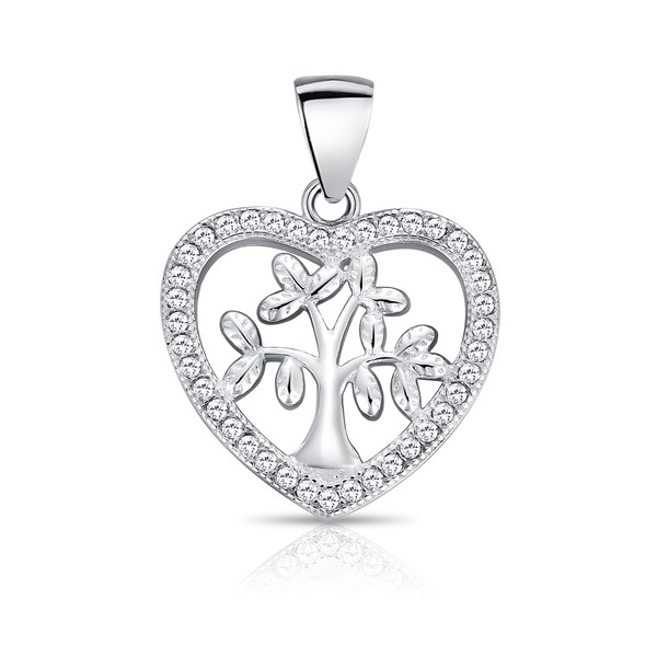 DTPsilver® 925 Sterling Silver Small Tree of Life Heart Pendant