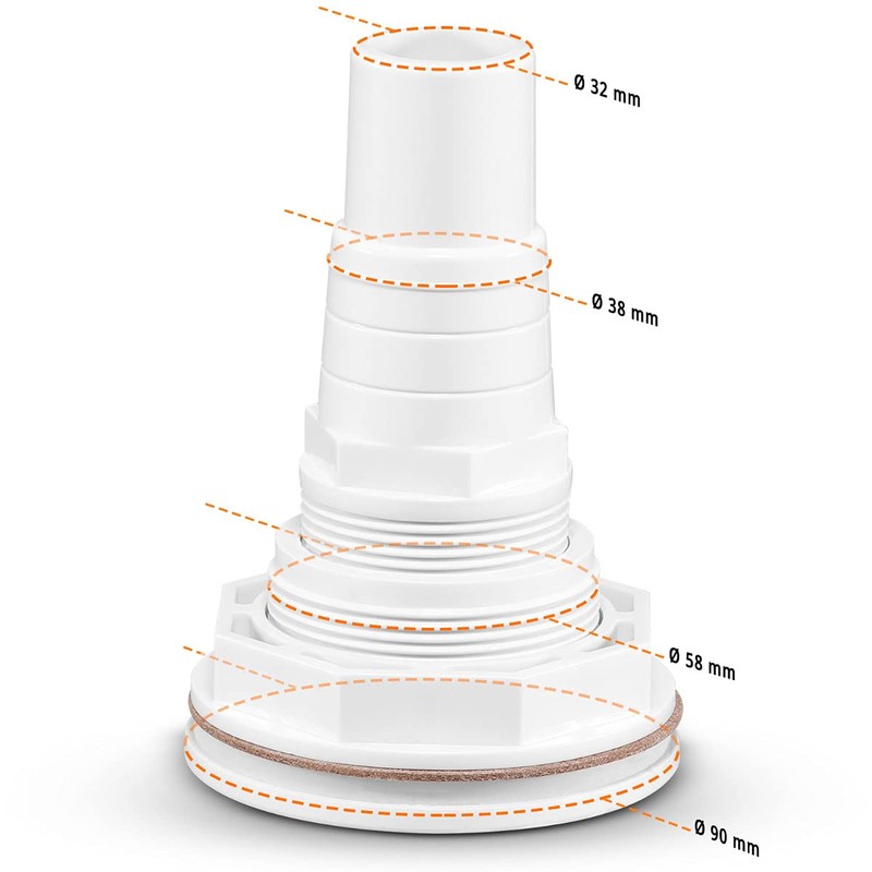 Paradies Pool Inlet Nozzle in White, Inlet Nozzle for Steel