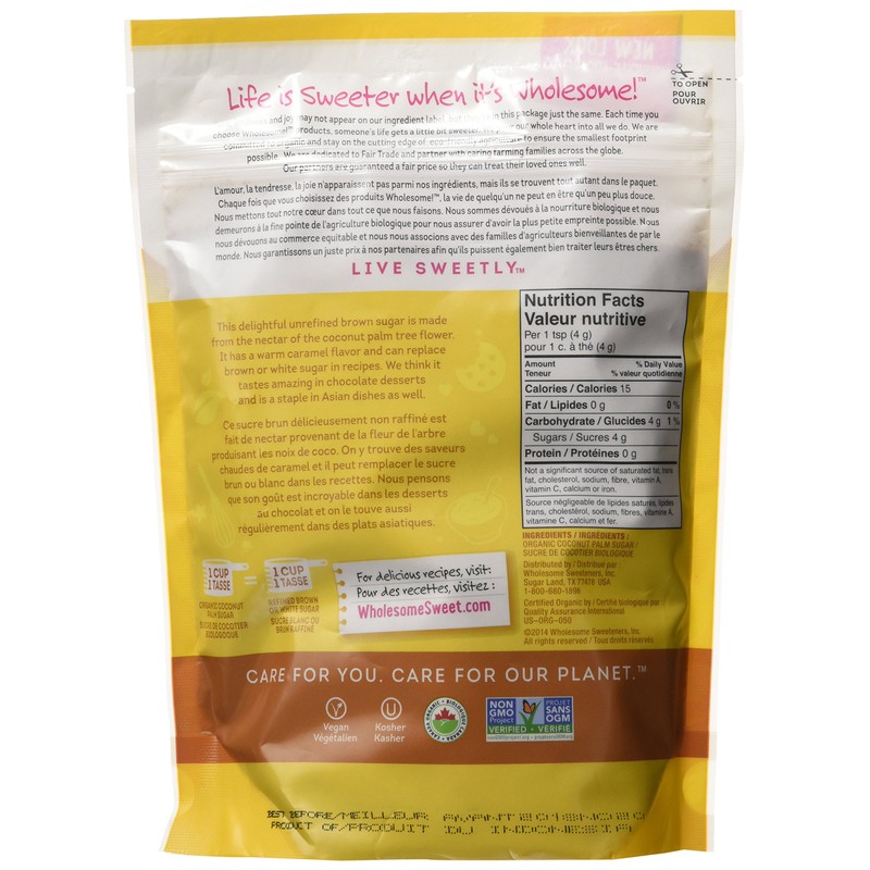 Wholesome Sweeteners Organic Sugar-Coconut Palm Sugar, 454G
