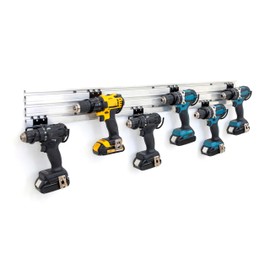 VICTORY DISPLAY & STORE FIXTURE MFG One (1) 48inch Wide Aluminum Slatwall Panel and Pack of Six (6) Premier Large Heavy-Duty Drill Utility Hooks - for Garages and Workshops for Storage - Made-in-USA