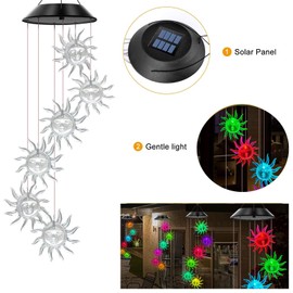 Solar Wind Chimes Color Changing Lights Outdoor Best Gifts for Mom Grandma Women Wife Aunt Sister Unique Mobile Wind Chime Mothers Day Yard Decoration