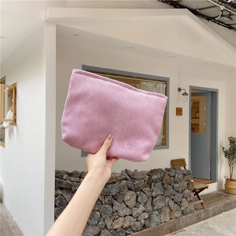PAZIMIIK Makeup Bag Large Zipper Corduroy Make Up Pouch for