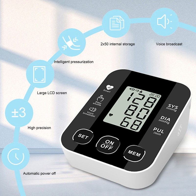 Blood Pressure Machine High Accuracy Voice Broadcast Automatic Intelligent LCD