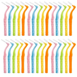 50PCS L-Shaped Interdental Brushes Braces Toothbrush Short Handle,5 Different Sizes Dental Floss Brush Angled Interdental Toothpick