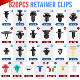 925x Car Bumper Retainer Clips Kit Push Pin Rivet Screw Fastener Remover Plastic