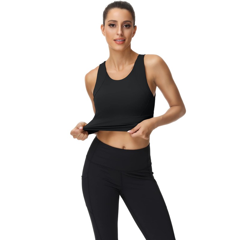 High Neck Sports Bra for Women Longline Full Coverage Sports