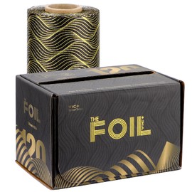 Segbeauty Highlight Foil, Aluminium Foil Hairdresser, Aluminium Foil for Hair, Hairdressing Foil Strands for Hair Decolouring, Hairdressing Accessories (120 mm x 50 m, Black - Golden)