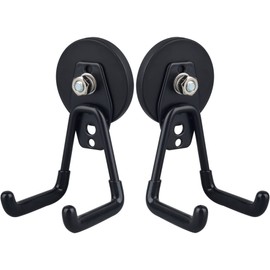 MUTUACTOR Heavy Duty Hooks Magnetic Coated Garage Hooks with Rare Earth for Hanging Cruises in Classroom Kitchen Compartments Metal Doors (D66mm, 2 Hooks, Black)