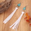 Leather Boho Tassels Earrrings Turquoise Earrings Retro Long Leather Earrings