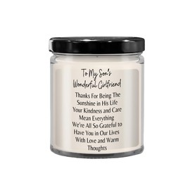 Gifts to My Son s Girlfriend from Mom Candle 9oz Vanilla Son's Wonderful Girl Her Woman Lady Dating Seeing Christmas Birthday