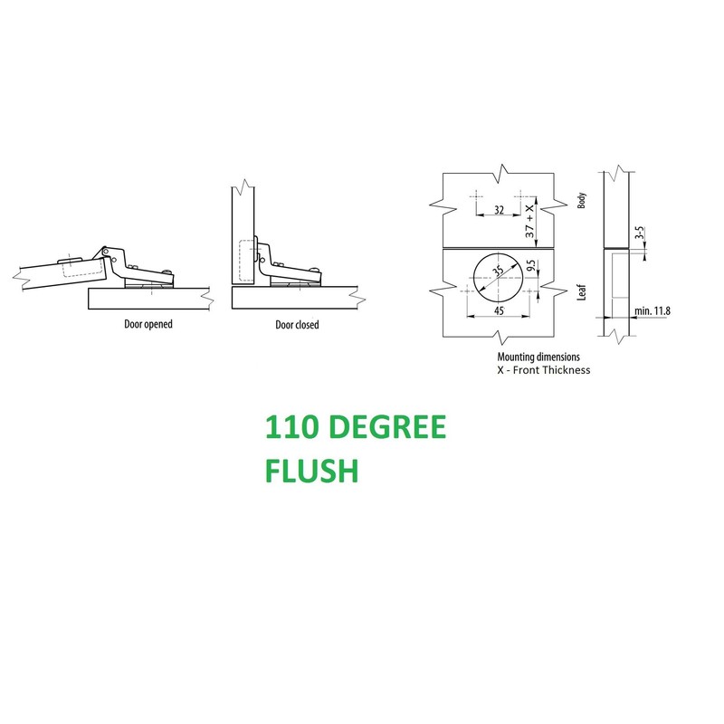 Standard Kitchen Cabinet Cupboard Wardrobe Hinges 35mm