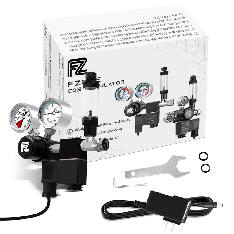 FZONE Aquarium Co2 Regulator Aquarium DC Solenoid Bubble Counter and