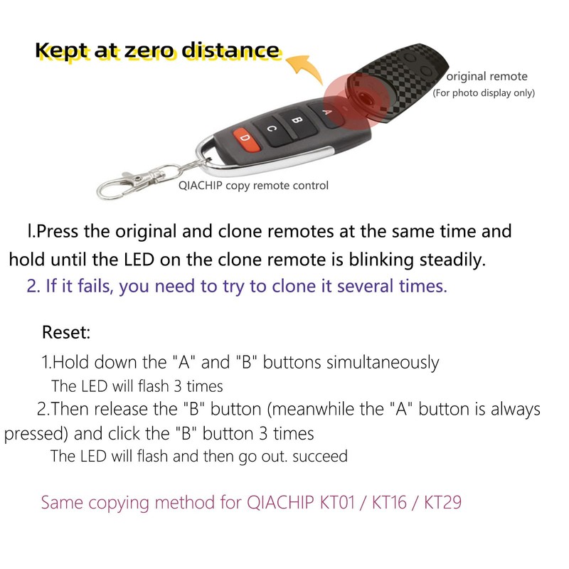 QIACHIP 433.92Mhz Universal Wireless Copy Remote Control Duplicator Keychain RF