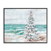 Stupell Industries Snowy Christmas Tree Beach Shore Giclee Framed Wall