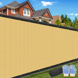 AOSION 4' x 25' Privacy Screen Fence, Heavy Duty 180 GSM Fencing Mesh Net Cover for Outdoor Wall Garden Yard Chain Link, – Easy Installation, UV-Resistant, Fence Privacy with Gloves & Zip Ties, Beige