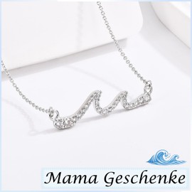 PDTU Gift for Women, Wave Necklace for Mum, Grandma, Wife, Daughter, Best Friend, Birthday, Mother's Day, Christmas, Christening, Communion, Graduation, Valentine's Day, Anniversary, Cubic Zirconia