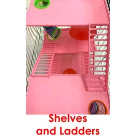 5 Floor Large Twin Tower Habitat Dwarf Syrian Hamster Rodent Gerbil Mouse Mice Rat Wire Animal Critter Cage (Pink)
