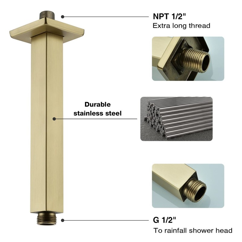 TRUSTMI Square Shower Arm with Flange 8 Inch Extension Arm