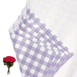 PATIKIL Flower Gift Wrapping Paper, 20 Sheets Plaid Waterproof Bouquet Paper Wrap Florist Supplies Packaging Floral Papers for Wedding DIY Craft Valentine, Purple
