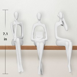 BMLCGJ Thinker Statue Gold Decor Abstract Art Sculpture, Golden Resin Collectible Figurines for Home Living Room Office Shelf Decoration,Great Gift Ideas (Sitting Posture-White)