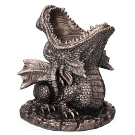 Veronese Design 5 1/4 Inch Dragon Breath Tealight Candle Holder Cold Cast Resin Bronze Finish Sculpture