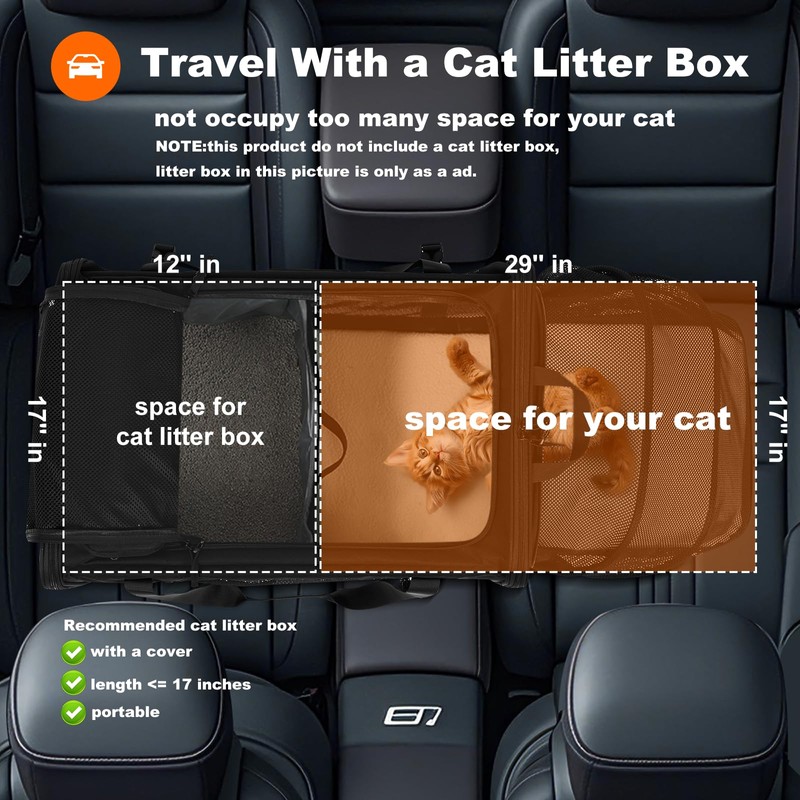 pidipiti 25''(L) x 17''(W) x 17''(H) Extra-Large Expandable cat Carrier