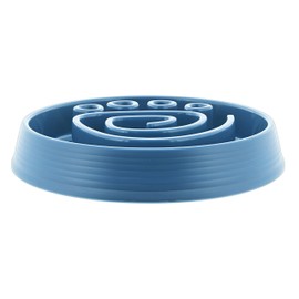 TarHong 9" Polypropylene Pet Bowl Feeder - Slow Chow Paw Print Maze Design (Blue)