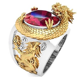 Dragon Ring for Men, Punk Dragon Animal Ring Nordic Viking Dragon Head Ring Iced Out Dragon Ring Men’s Gold Dragon Ring Jewelry Gift Father's Day Accessories (8)