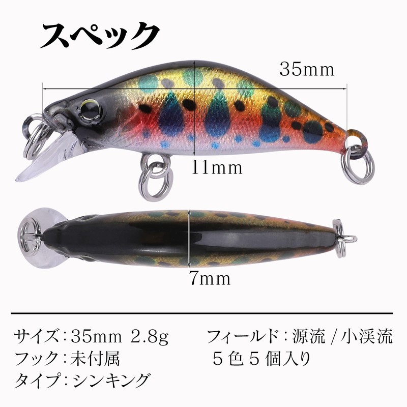 CONTYU Mountain Stream Minnow 5 Set, Punching Out Small Areas,