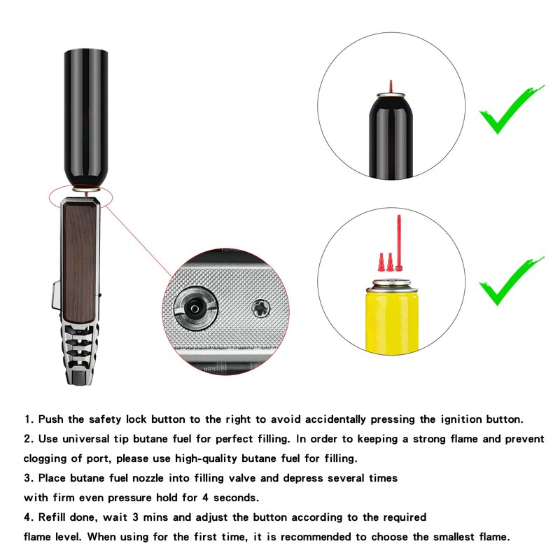DOUBFIVSY Butane Torch Lighter, Refillable Kitchen Cooking Torch with Safety