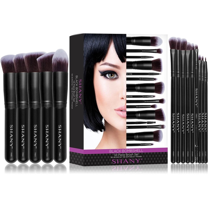 SHANY Makeup Brushes - Black Bombshell - 14-Piece Brush Set