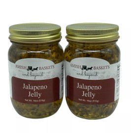 Amish Jalapeno Jelly Non GMO Vegan All Natural - 18 oz - 2 Jars