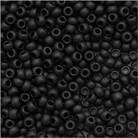 Toho Round Seed Beads 11/0#49F 'Opaque Frosted Jet' 8 Gram Tube