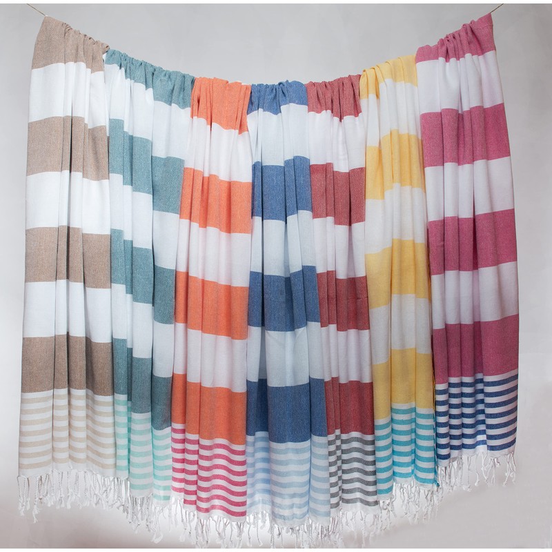 Blue Beach Turkish Towel - 100x180cm Large Turkish Hammam Peshtemal