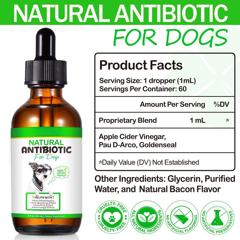 Antibiotics for Dogs, Natural Dog Antibiotics Drops, 60ml