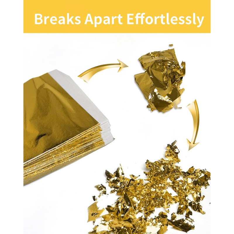 Luckymica Gold Leaf Sheets, 100 Sheets Gold Foil, 14 x