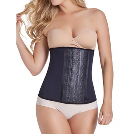 CURVEEZ Waist Trainer and Sweat Wear Latex Waist Cincher Belt, Fajas Tummy Control (BLACK, Small)