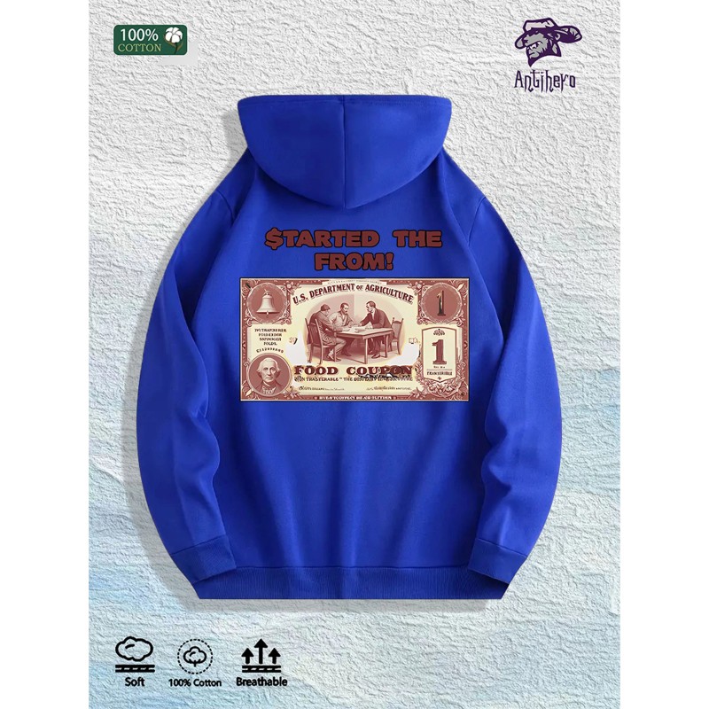 Started From Food Coupon Graphic Hoodie 100% Cotton US Warehouse
