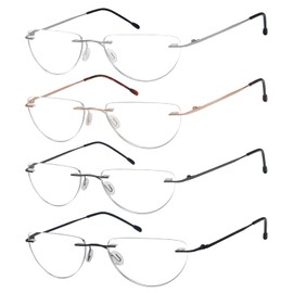 Eyekepper 4-pack Rimless Reading Glasses Lightweight Women Men Half Moon Readers +3.25