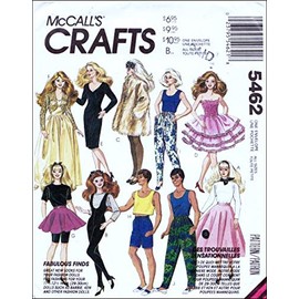 McCall's 5462 Vintage Sewing Pattern for 11.5" Fashion Female Doll and 12" Male Doll Clothes