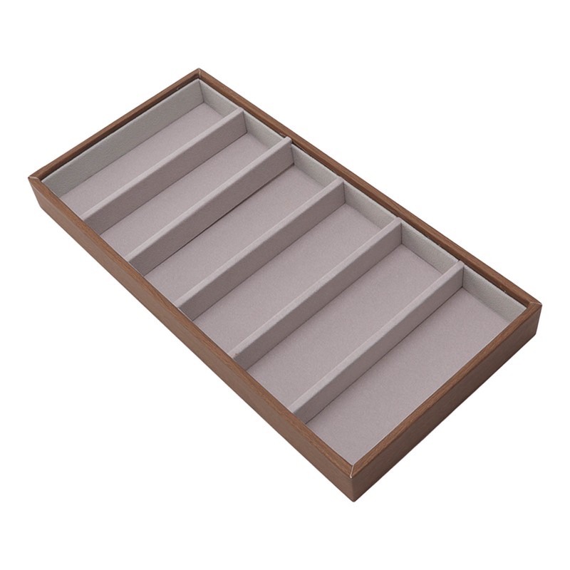 Eyeglass Display Organizer Wood Grain 6 Compartments Glasses Display Tray