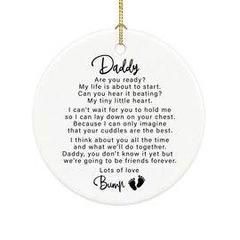 Dear Daddy Ornament from Baby Bump, Expecting Dad Ornament, Pregnancy Announcement, New Baby Ornament, Daddy to Be Keepsake Round Ceramic