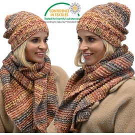 Alur Women's Beanie Hat with Scarf Set Winter Hat Knitted Hat Warm Elastic Elegant Winter Hat Scarf EKO Soft Yarn Stylish Universal Warm, WZ4