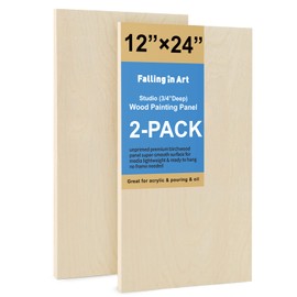Falling in Art Unfinished Birch Wood Panels Kit for Painting, Wooden Canvas 2 Pack of 12x24’’ Studio 3/4’’ Deep, Cradle Boards for Pouring, Art, Crafts, Burning and More