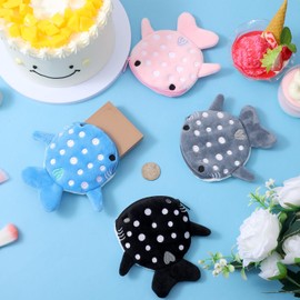 Tyqour Pack of 4 Shark Coin Purse Mini Cartoon Coin Bag Small Purse Kids Mini Coin Purses for Women Girls Cute Coin Purse Zip Funny Small Purse