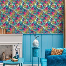 VaryPaper 17.7"x78.7" Tropical Wallpaper Leaf Floral Peel and Stick Wallpaper Waterproof Decorative Floral Contact Paper for Walls Removable Self Adhesive Wall Mural for Bedroom Bathroom Cabinets