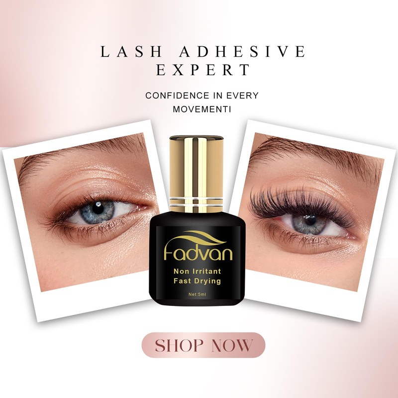 FADVAN Professional Eyelash Extension Glue - 1 Second Fast Dry,