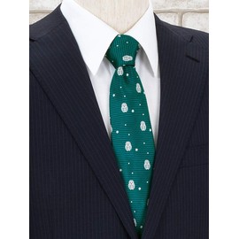 [COLORATA] Carolata Bird Pattern Necktie (100% Silk / Jacquard Woven), Animal Pattern, Animal Bird 57.1 x 3.3 inches (145 x 8.5 cm), Gift Present, green (dark green)