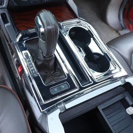 Cyllde Contral Gear Shift Panel & Cup Holder Cover Trim Chrome for Ford for F150 2015-2019 Center,Inner CGSPCHCTFFF2C, Adapt to Your car