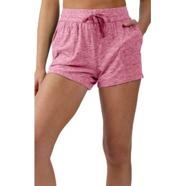 90 Degree By Reflex Lightweight Lounge Shorts - Casual Summer Jersey Shorts for Women - Htr. Festival Fuchsia - XXL